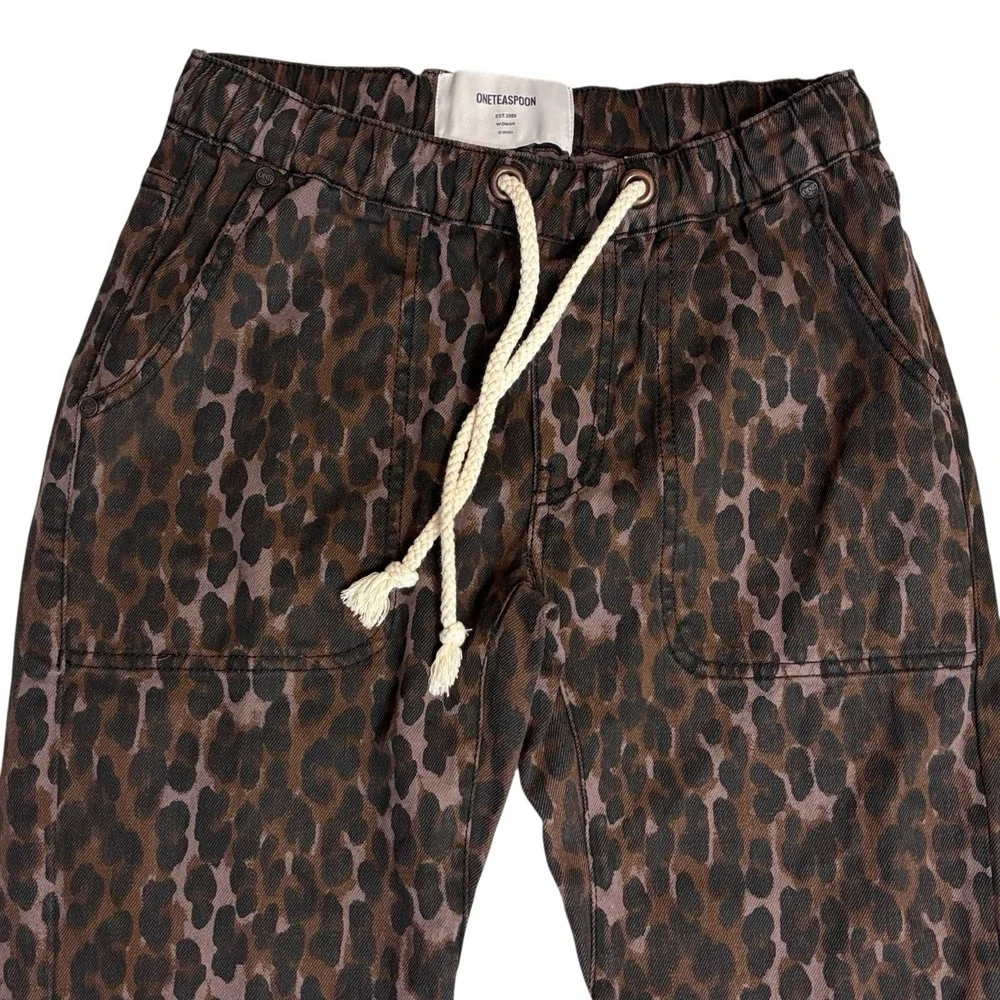 NWT OneTeaspoon Pants Sz XS Bronze Leo B Leopard  Shabbies Cotton Elastic Waist - Picture 5 of 16
